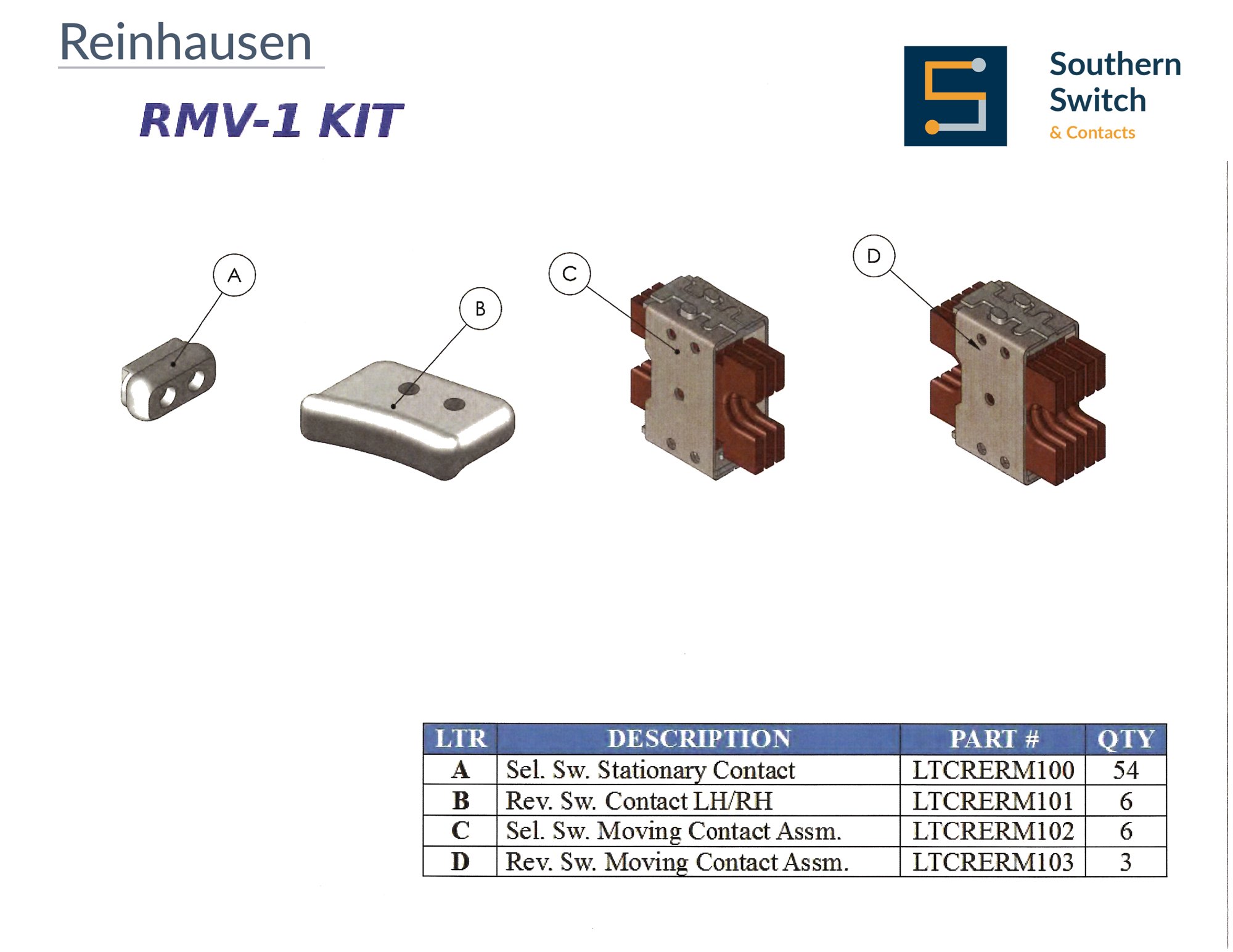 Reinhausen RMV-1 Selector Switch Moving Contact Assembly replacement